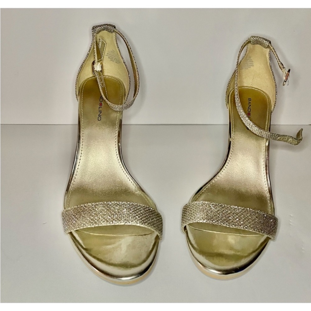 Glamorous Bandolino Gold Rhinestone Shimmer Heeled Sandals Size 8